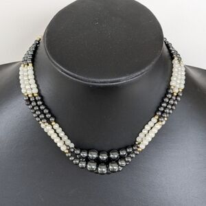 Vintage 14K Gold Filled Choker Necklace With Graduated Hematite Beads